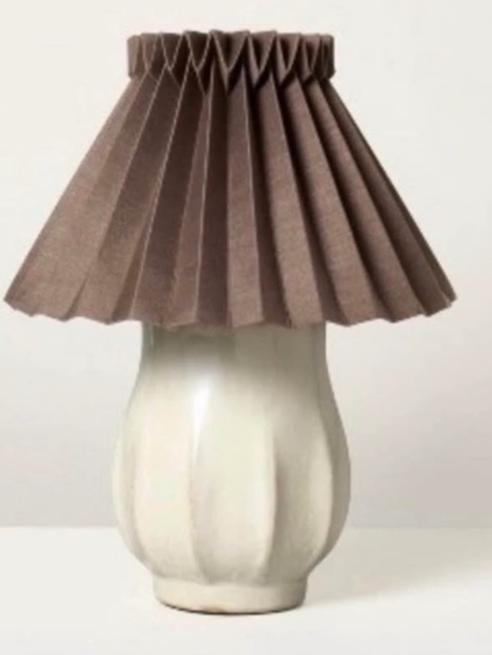 New Hearth & Home 16” Table Lamp Cream with Brown Pleated Shade